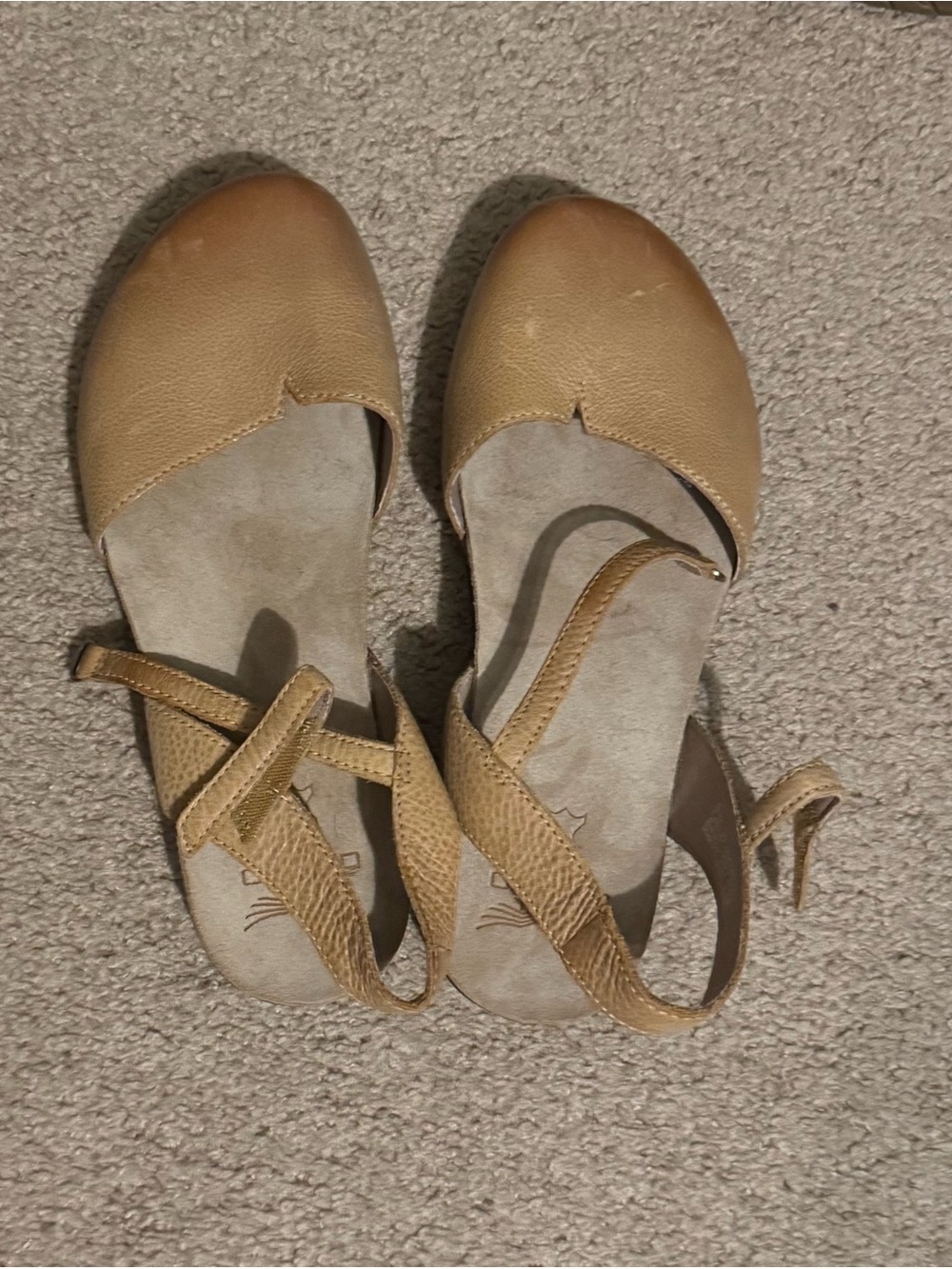 Dansko Tan Leather Cross-Strap Flats